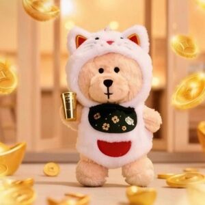 Starbucks China 2026 Lunar New Year Lucky Cat Maneki-neko Bearista Keychain